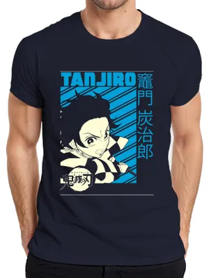 Immagine prodotto di Maglietta Tanjiro Kimetsu no Yaiba Sword Chequered Pattern Anime Gift Uomo, Navy, M