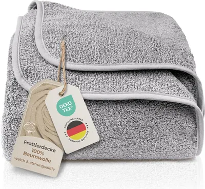 Produktbild von LAYNENBURG Premium Frottee Decke 150x200 cm - 100% Baumwolle dünne & leichte Sommerdecke Baumwolldecke als Sofa-Decke Bettdecke Frottierdecke
