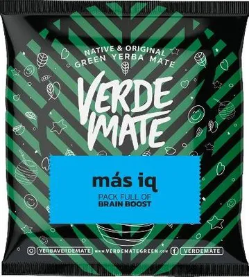 Obrázek produktu pro Verde Mate – vzorek čaje mate Más IQ 50 g – silné listy 5 mm, sušené na vzduchu – bez kouře – s ženšenem a ginkgem – přírodní síla – yerba mate z Brazílie