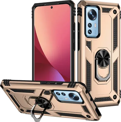 Image de Étui pour Xiaomi 12 Pro étui de protection militaire à double couche avec support d'anneau et support Or