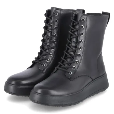 Produktbild von Fitflop Damen Stiefeletten/ Schnürboots F-MODE Schwarz Glattleder Größe: 37
