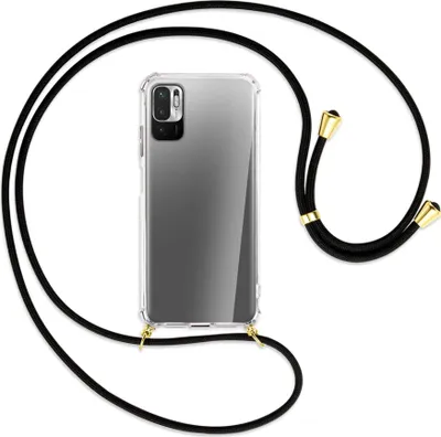 Produktbild von Handykette Backcover-Schutzhülle mit Band (Metall goldfarben) für Xiaomi Redmi Note 10 5G - schwarz