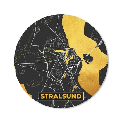 Produktbild von MuchoWow® Mauspad Mousepad Deutschland - Schwarz und Gold - Stralsund - Stadtplan - Karte 20x20 cm - Mousepads - Maus Mat - Pad - Mausunterlage - Schreibtischmatte