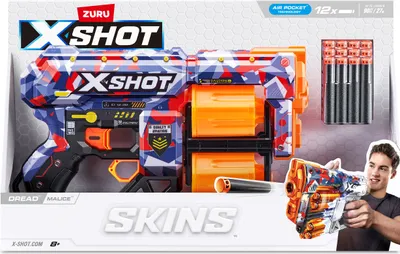 Immagine prodotto di Dart Launcher - ZURU - X-SHOT Dread - Dual Rotating Barrel - 7 Designs - 27m Range