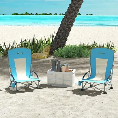 Produktbild von 2er Set Campingstuhl mit Getränkehalter Netzrückenlehne und Tragetasche Klappstuhl Faltstuhl Gartenstuhl bis 120 kg für Garten Strand