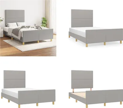 Produktbild von vidaXL Bettgestell mit Kopfteil Hellgrau 120x200 cm Stoff - Bettgestell Mit Kopfteil - Bettgestelle Mit Kopfteile - Bettgestell - Bett Mit Kopfteil