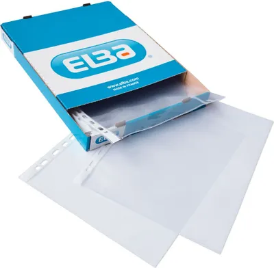Immagine prodotto di Elba Scatola con buste A4 perforate 70 Micron Superficie di cristallo 100 Unità Trasparente Trasparente Taglia unica
