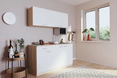 Produktbild von Küche Miniküche Single Eiche Weiß ohne Kühlschrank Luis 150 cm Respekta