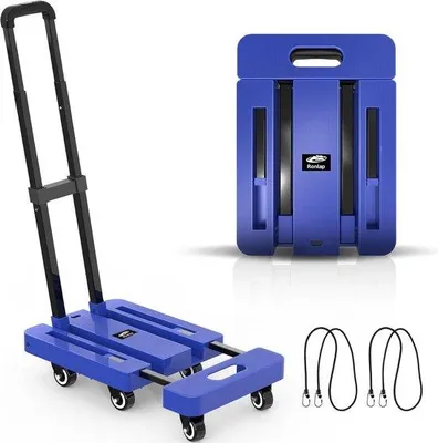 Produktbild von Famanu Faltbarer Handwagen mit 6 Rädern - Blau