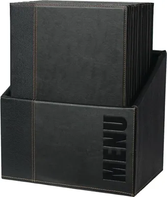 Produktbild von Securit MC-BOX-TRA4-BL, A4, Metall, Kunstleder (PU), Schwarz, Matt, Lack, Kunststoff, Abgerundete Ecken