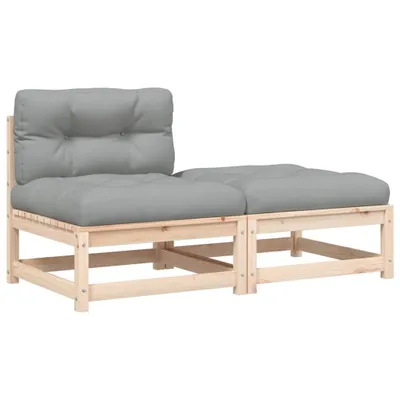 Image de vidaXL Canapé de jardin sans accoudoirs avec coussin et pouf