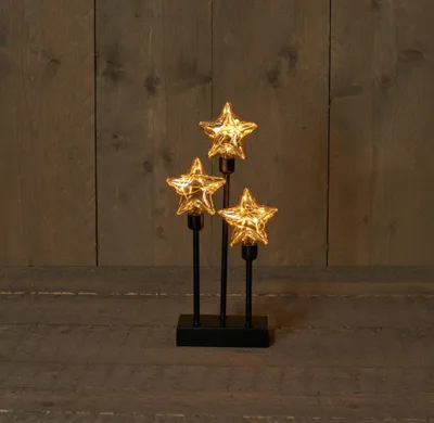 Produktbild von Anna's Collection Weihnachtsbeleuchtung Sterne aus Glas/Metall, 14,5x7x32 cm, 6h/18h Timer