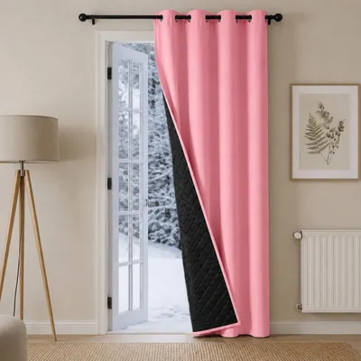 Produktbild von Thermovorhang Vorhang Kälteschutz Blickdicht Gardinen mit Ösen Verdunklungsvorhang Ösenschal Türvorhang, Rosa, B132xH160cm