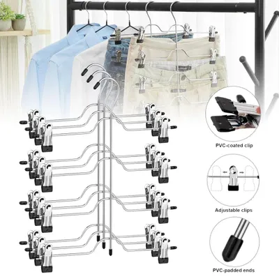 Produktbild von 3 Stück Hosenbügel Metall Rockbügel mit Clips Kleiderbügel für Hosen Röcke Schal