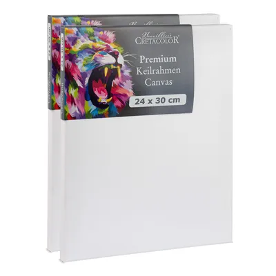 Immagine prodotto di Telaio Cretacolor 24x30 cm - 2 pezzi - Set di tele - Tela da pittura di alta qualità su telaio in legno - Tela in cotone per acrilico, olio e tecnica mista