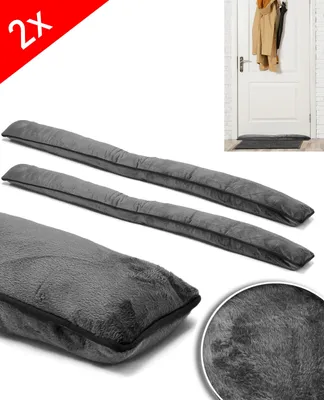 Produktbild von 2x Zugluftstopper für die Tür Windstopper Luftstopper Stopper Türbodendichtung Tür Isolierung Luftzugstopper Türdichtung Dichtung Plüsch 90cm - Energie sparen mit Luftzugstopper (Grau)