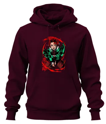 Immagine prodotto di Tanjiro Kimetsu no Yaiba Sonnenatem Hinokami Anime Gift Unisex Felpa con cappuccio, Borgogna, S