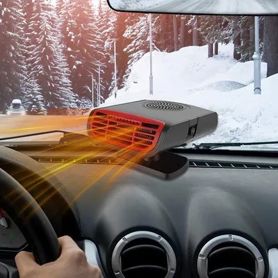 Image de Chauffage de voiture portable 12 V, rotatif à 360 degrés. 2-en-1, pour le dégivrage et le déneigement des vitres