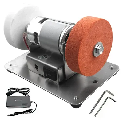 Image de Meuleuse double à 100W - Mini-meuleuse électrique de table à deux têtes - Vitesse réglable sur 7 niveaux - Pour le polissage grossier et fin - Fonctionnement en courant continu