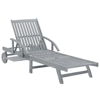 Image de Chaise longue de jardin avec coussin Bois d'acacia solide