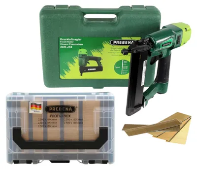 Immagine prodotto di Chiodatrice pneumatica Prebena 2XR-J50 4,0 - 7,0 bar + PROFI-J-BOX brads 12500 pz. + custodia