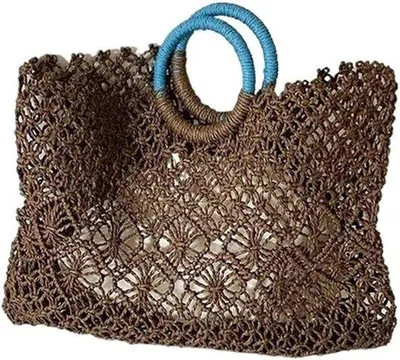Produktbild von Handgefertigte Woven Raffia Rattan Strandtasche mit Schultergurt