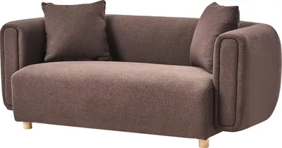 Produktbild von BELIANI Sofa Dunkelbraun Stoff 2-Sitzer mit Holzbeinen Retro Stil Modern Couch Polstersofa Stoffsofa Wohnzimmer