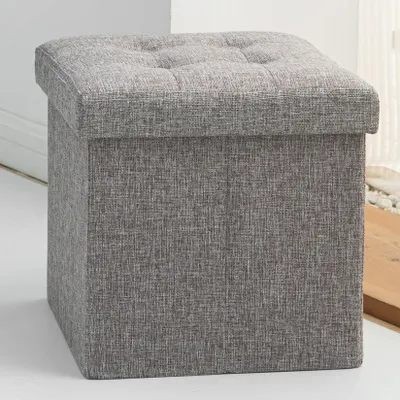 Imagen del producto de Caja de almacenamiento plegable, 30x30x30 cm, color gris, con tapa, para guardar juguetes