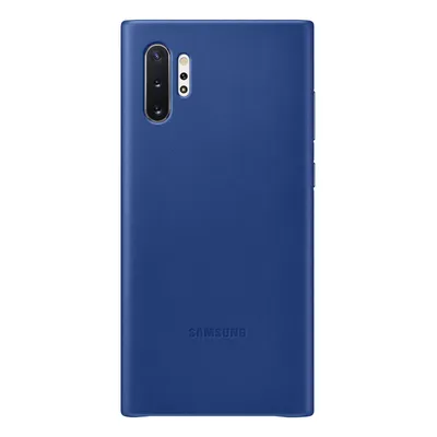 The back of a blue Samsung phone case.