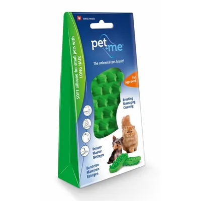 The image shows the retail packaging of a pet brush.