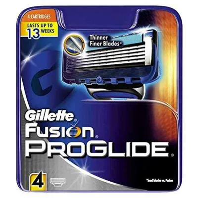 The image shows the packaging for Gillette Fusion Proglide razor cartridges.