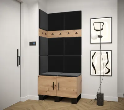 Obrázok produktu pre Predsieňová zostava RUMIE 11 - dub artisan, čierne panely
