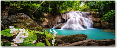 Produktbild von Tulup® Leinwandbild - 125x50 cm - Wandkunst - Drucke auf Leinwand - Leinwanddruck  - Landschaften - Grün - Wasserfall Thailand