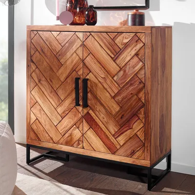 Produktbild von WOHNLING Schuhschrank Sheesham Massivholz 100x105x40 cm Schuhregal Geschlossen Schuhkommode Flurschrank mit Ablage Schuhaufbewahrung Flurkommode