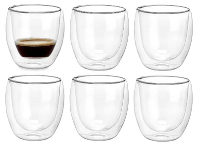 Produktbild von Vivalto doppelwandige Kaffeeglaser/Teeglaser - 6 Stuck - Borosilikatglas - 246 ml