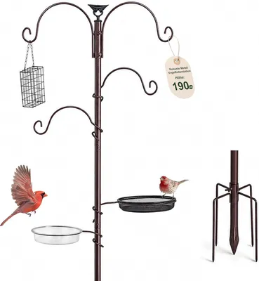 Zdjęcie produktu dla Karmnik dla ptaków 190 cm, metal, poidełko, regulowane haki, do ogrodu