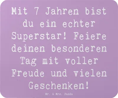 Produktbild von Mr. & Mrs. Panda Mauspad Spruch 7. Geburtstag Superstar - Lavendeltraum - Geschenk, siebter, mousematte, Alter, Mouse Pad, Mousepad, 7-Jährige, Freude, computer, gummi