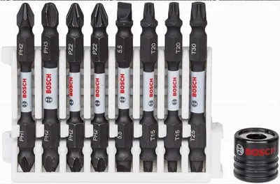 Produktbild von Bosch Professional 9tlg. Doppelschrauber Bit Set (Impact Control, T/PZ/PH/SL Bits und Magnethülse - Länge: 65mm, Pick and Click)
