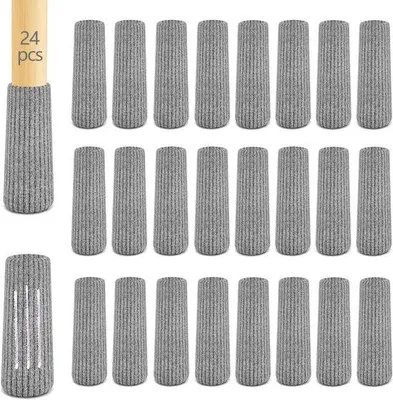 Produktbild von Famanu Stuhlsocken elastisch - gestrickt - Filz Stuhlbeinschutz - dicke Unterseite - Antirutsch Pads für Möbel - grau