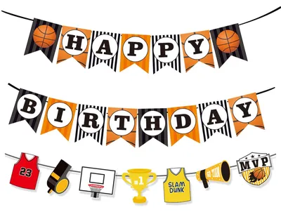 Productafbeelding van Basketball Happy Birthday Slinger voor Kinderfeestjes