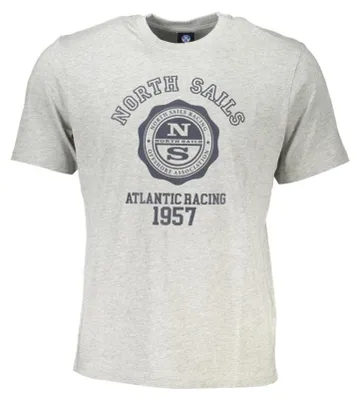Produktbild von Herren Graues Kurzarm T-Shirt mit Rundhals & Logo-Druck