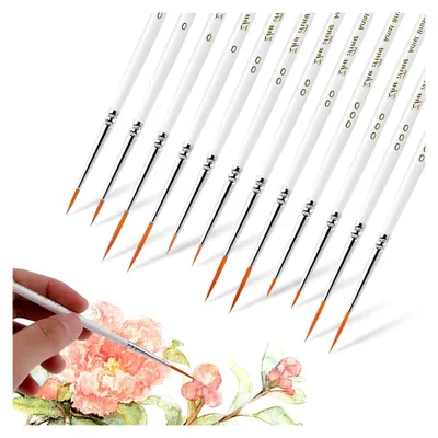 Produktbild von Set mit feinen Detailpinseln, 12 Stück für Aquarell- und Nagelkunst
