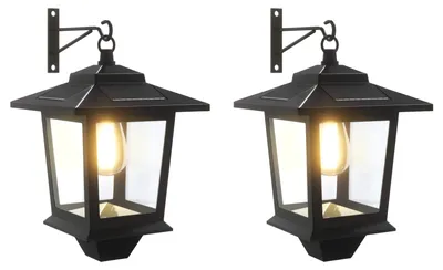 Zdjęcie produktu dla Lampa ścienna vidaXL z żarówkami LED (2 szt.), czarna, 19 x 14 x 25 cm