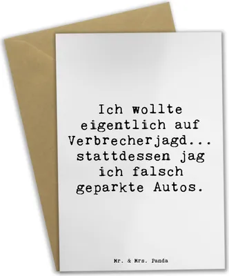 Produktbild von Mr. & Mrs. Panda Klappkarte Spruch Polizist im Alltag - Weiß - Geschenk, Berufsleben, Beruf, Held, Polizei, Berufsalltag, babykarte, glückwunschkarten, weihnachtskarten