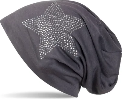 Produktbild von styleBREAKER klassische leichte Uni Beanie Mütze mit Stern Strass Applikation 04024019