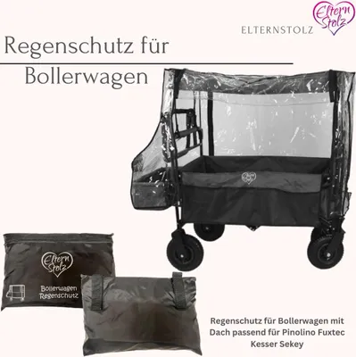 Produktbild von Elternstolz Regenschutz für Bollerwagen mit Dach passend für Pinolino Fuxtec Kesser Sekey