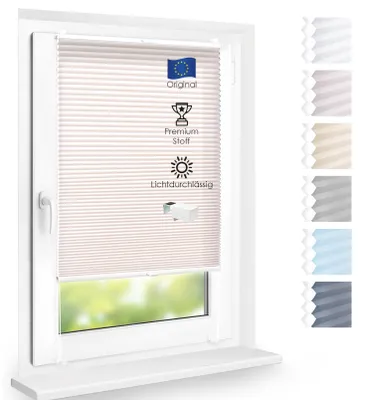Produktbild von Wabenplissee lichtdurchlässig, ohne Bohren, Beige, 85x160