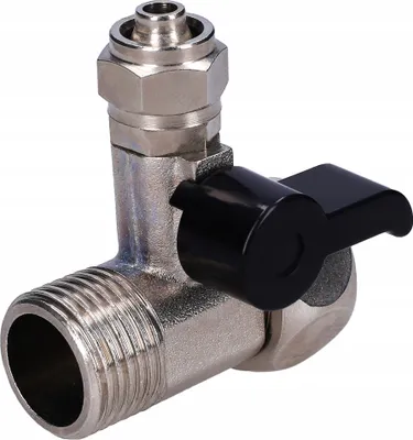 Immagine prodotto di Raccordo a T con rubinetto a sfera in ottone cromato 1/2 x 1/2 x 1/4 con maniglia a leva nera – Raccordo idraulico per impianti di trattamento dell'acqua e frigoriferi
