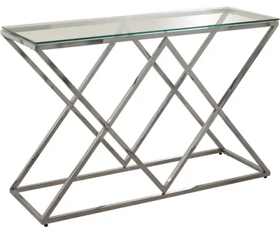 Consoletafel, Metall & Glas, 120x40x78 cm, silber
