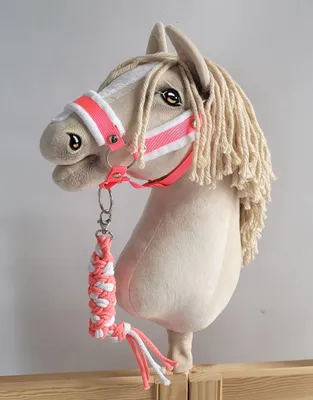 Immagine prodotto di Set Hobby Horse: cavezza A3 con pelliccia bianca + cordino - rosa neon/bianco